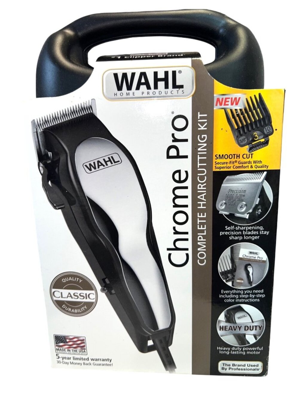 Wahl Chrome Pro Complete Haircutting Kit wSelf-Sharpening Blades Attachment Guar
